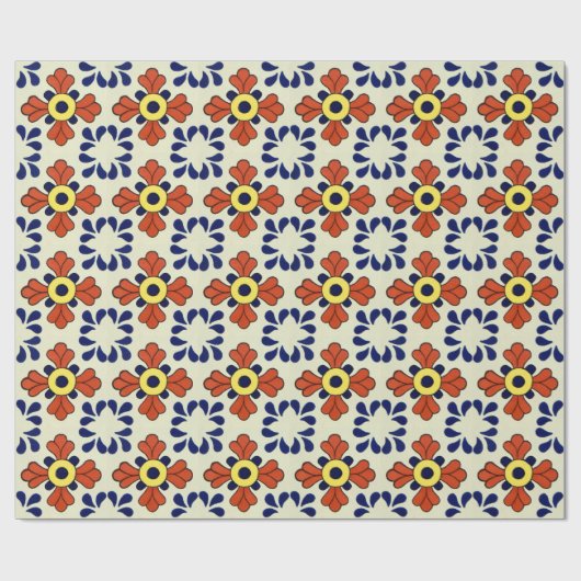 Mexican Tile Blue Mosaic Cadeaupapier (Vlak)