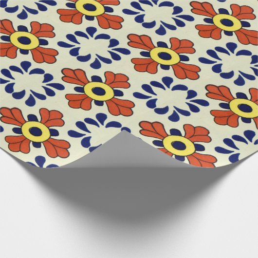 Mexican Tile Blue Mosaic Cadeaupapier (Hoek)