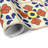 Mexican Tile Blue Mosaic Southwest Style Cadeaupapier (Rol Hoek)