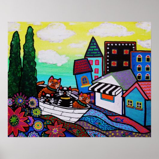 MEXICAN TOWN CAT BOAT PAINTING POSTER (Voorkant)