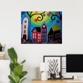 MEXICAN TOWN PAINTING POSTER (Thuiskantoor)