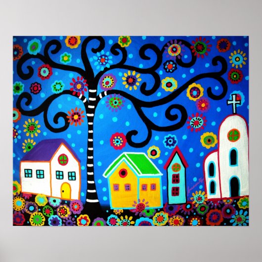 MEXICAN TOWN TREE OF LIFE PAINTING POSTER (Voorkant)