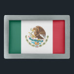 MEXICAN TRICOLOOR VLAG GROEN WITTE ROOD GESP<br><div class="desc">De vlag van de Verenigde Mexicaanse Staten of Mexico is een driehoek van groen,  wit en rood met een adelaar die in het midden van de witte streep wordt geladen.</div>