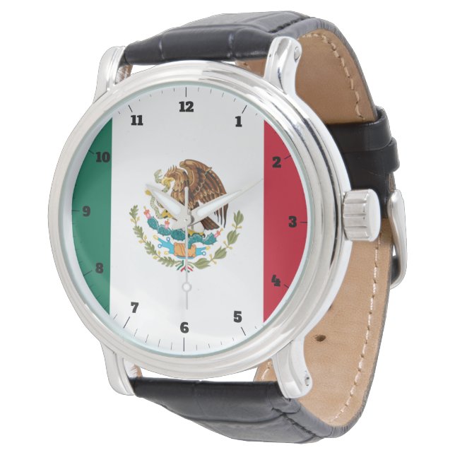 MEXICAN TRICOLOR FLAG GREEN WHITRED WATCH HORLOGE (Gekanteld)