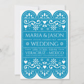Mexican Turquoise Papel Picado Folk Art Wedding Kaart (Voorkant)