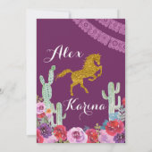 Mexican Twin Birthday Paarse Cactus Floral Kaart (Achterkant)