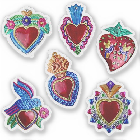 Mexican Valentijn Hearts Sticker (Voorkant)
