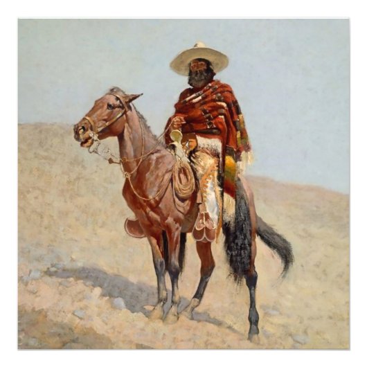 "Mexican Vaquero Horseman" van Frederick Remington Foto Afdruk (Voorkant)