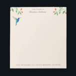 Mexican Violetear Hummingbird Notitieblok<br><div class="desc">Unique notepad featuring a hand-painted Mexican Violetear Hummingbird and flowery branches.</div>