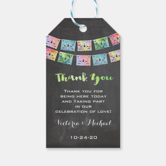 Mexican Wedding Fiesta dank u voor cadeau labels Cadeaulabel (Voorkant)
