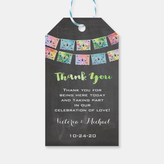 Mexican Wedding Fiesta dank u voor cadeau labels Cadeaulabel (Achterkant)
