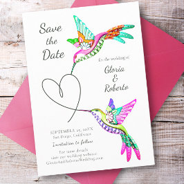 Mexican Wedding Lovebirds Save the Date Kaart