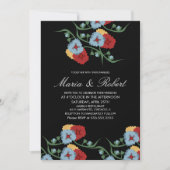 Mexican Wedding Theme Greenery Vine Floral Black Kaart (Voorkant)