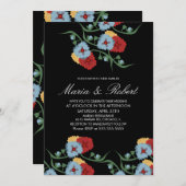 Mexican Wedding Theme Greenery Vine Floral Black Kaart (Voorkant / Achterkant)