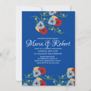 Mexican Wedding Theme Greenery Vine Floral Blue Kaart