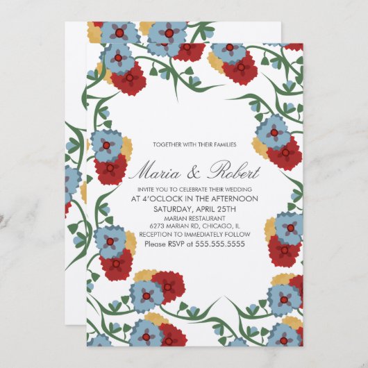 Mexican Wedding Theme Greenery Vine Floral Bunch Kaart (Voorkant / Achterkant)