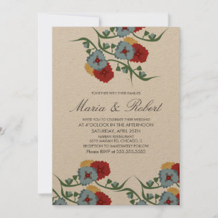 Mexican Wedding Theme Greenery Vine Floral Kraft Kaart