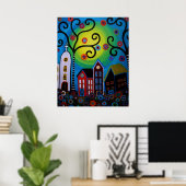 MEXICAN WHIMSICAL TOWN POSTER (Thuiskantoor)