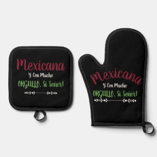 Mexicana Con Mucho Orgullo Sí Señor Schort Apron Ovenwant & Pannenlap Set