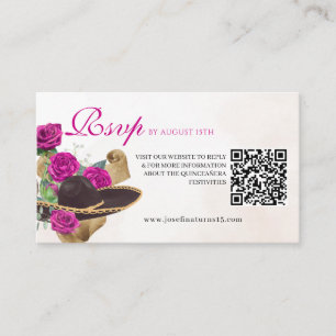 Mexicana Mariachi Charra Magenta Rozen Quinceanera Informatiekaartje