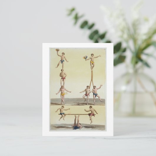 Mexicanen die gymnastiek uitvoeren (kleurenlitho) briefkaart (Staand voorkant)