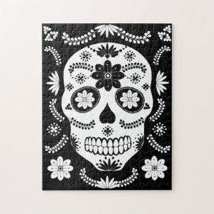 Mexicica Sugar Skull 2 zwart-wit Legpuzzel