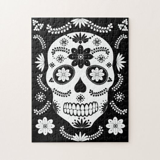 Mexicica Sugar Skull 2 zwart-wit Legpuzzel (Verticaal)