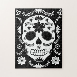 Mexicica Sugar Skull Black en White Puzzle Legpuzzel