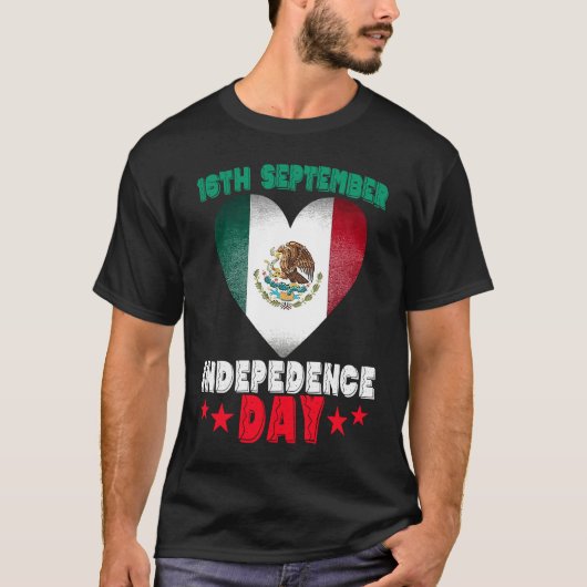 Mexico 16th September Independence Day Mexican Fla T-shirt (Voorkant)