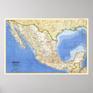 "Mexico: 1973 Klassieke KAART ... Poster