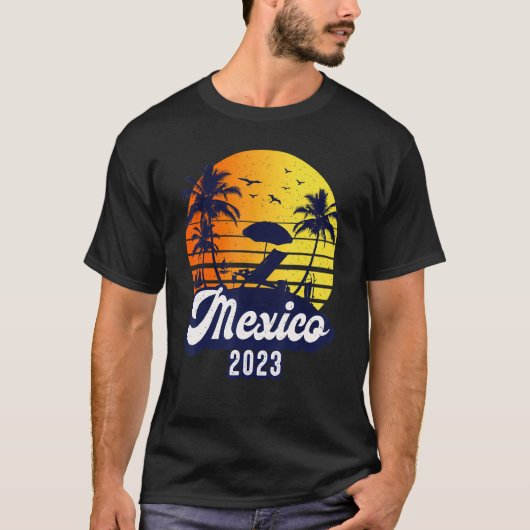Mexico 2023 Sunset Beach Retro T-shirt (Voorkant)