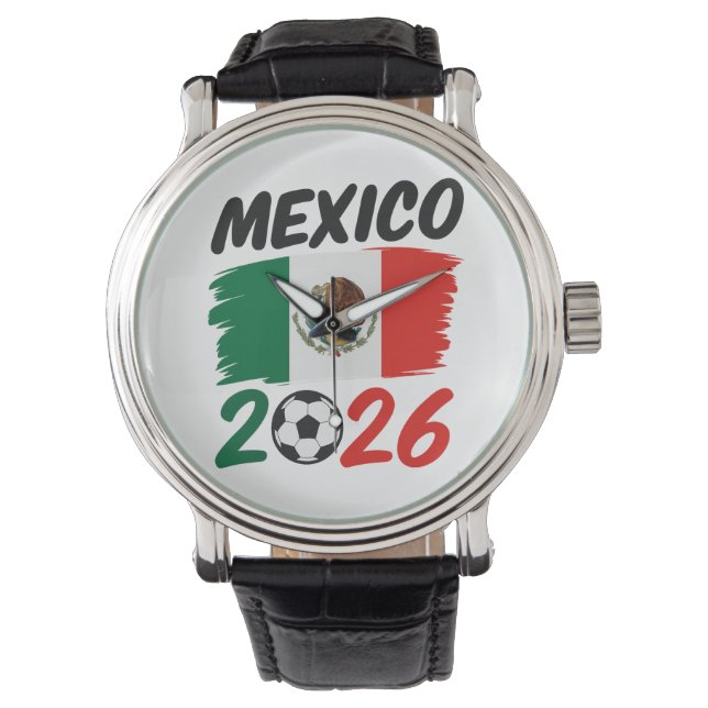 Mexico 2026 Soccer Fan Design with Football Horloge (Voorkant)