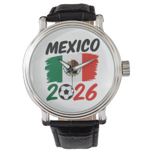 Mexico 2026 Voetbal Fan Design met Voetbal Horloge