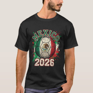 Mexico 2026 Voetbal Vintage Vlag Adelaar Verfspatt T-shirt