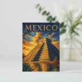 Mexico: Aesthetic Sunset Chichen Itza Art Souvenir Briefkaart (Staand voorkant)