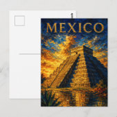 Mexico: Aesthetic Sunset Chichen Itza Art Souvenir Briefkaart (Voorkant / Achterkant)