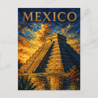 Mexico: Aesthetic Sunset Chichen Itza Art Souvenir Briefkaart