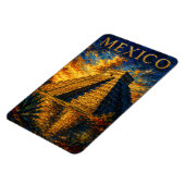 Mexico: Aesthetic Sunset Chichen Itza Art Souvenir Magneet (Linkerzijde)