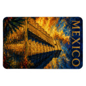 Mexico: Aesthetic Sunset Chichen Itza Art Souvenir Magneet (Horizontaal)