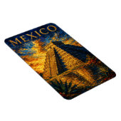 Mexico: Aesthetic Sunset Chichen Itza Art Souvenir Magneet (Rechterzijde)