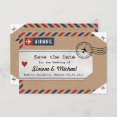 Mexico Airmail Bagagelabel sparen de Datum met Kaa Save The Date (Voorkant / Achterkant)