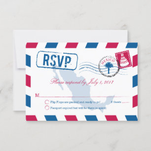 Mexico Airmail Wedding RSVP Kaartje