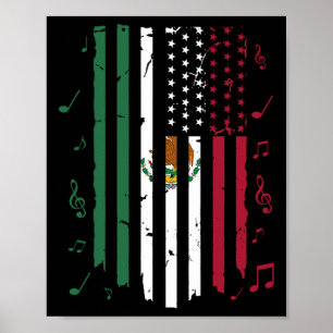 Mexico Amerikaanse vlag Patriot Mexicaanse vlag Am Poster