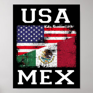 Mexico Amerikaanse vlag Patriot Mexicaanse vlag Am Poster
