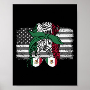 Mexico Amerikaanse vlag Patriot Mexicaanse vlag Am Poster