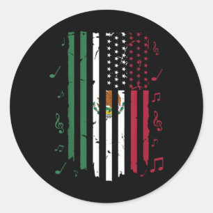 Mexico Amerikaanse vlag Patriot Mexicaanse vlag Am Ronde Sticker