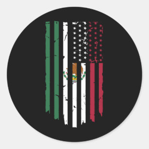 Mexico Amerikaanse vlag Patriot Mexicaanse vlag Am Ronde Sticker