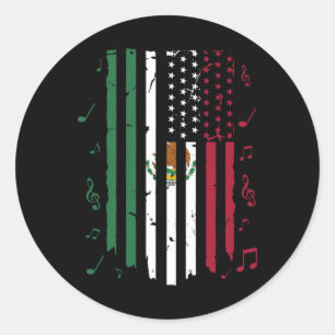 Mexico Amerikaanse vlag Patriot Mexicaanse vlag Am Ronde Sticker