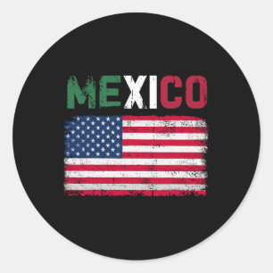 Mexico Amerikaanse vlag Patriot Mexicaanse vlag Am Ronde Sticker