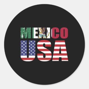 Mexico Amerikaanse vlag Patriot Mexicaanse vlag Am Ronde Sticker